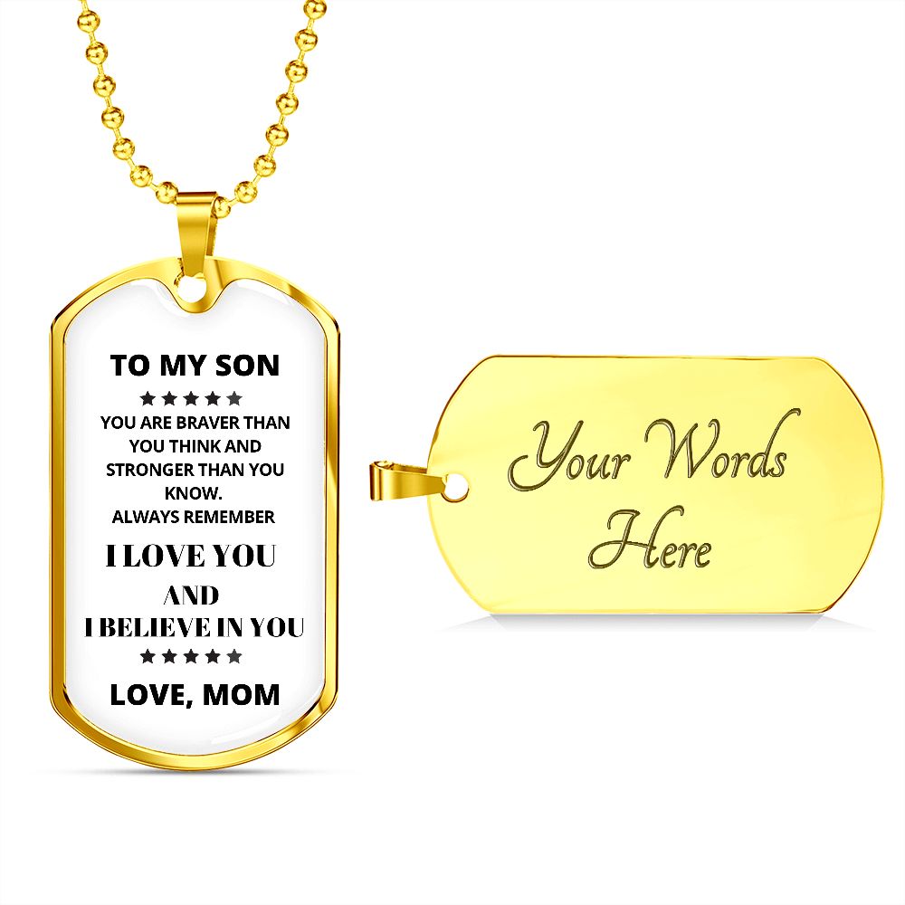 TO MY SON Dog Tag Sil/White