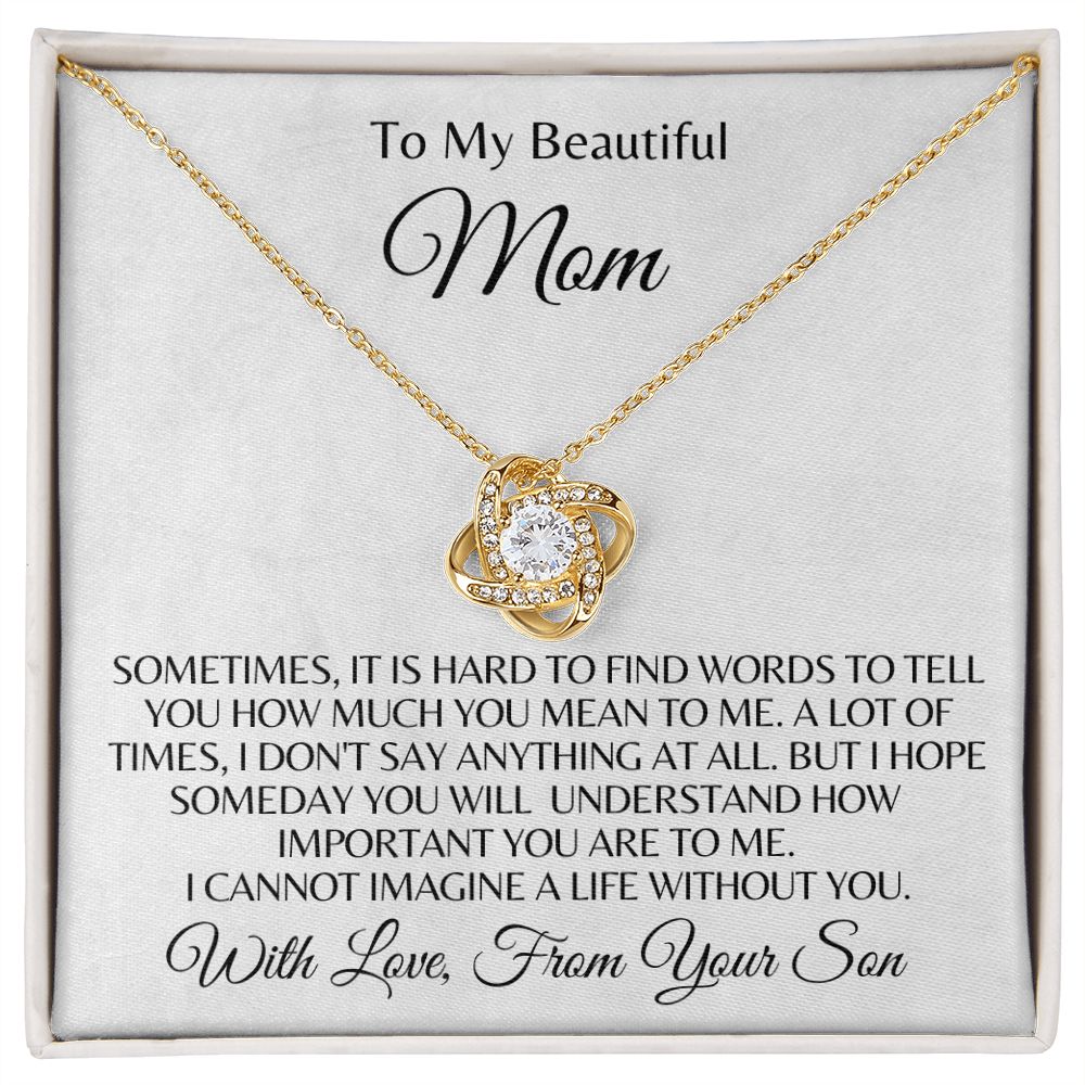 Love Knot Necklace| To Mom | From Son | Hard to Find the Words