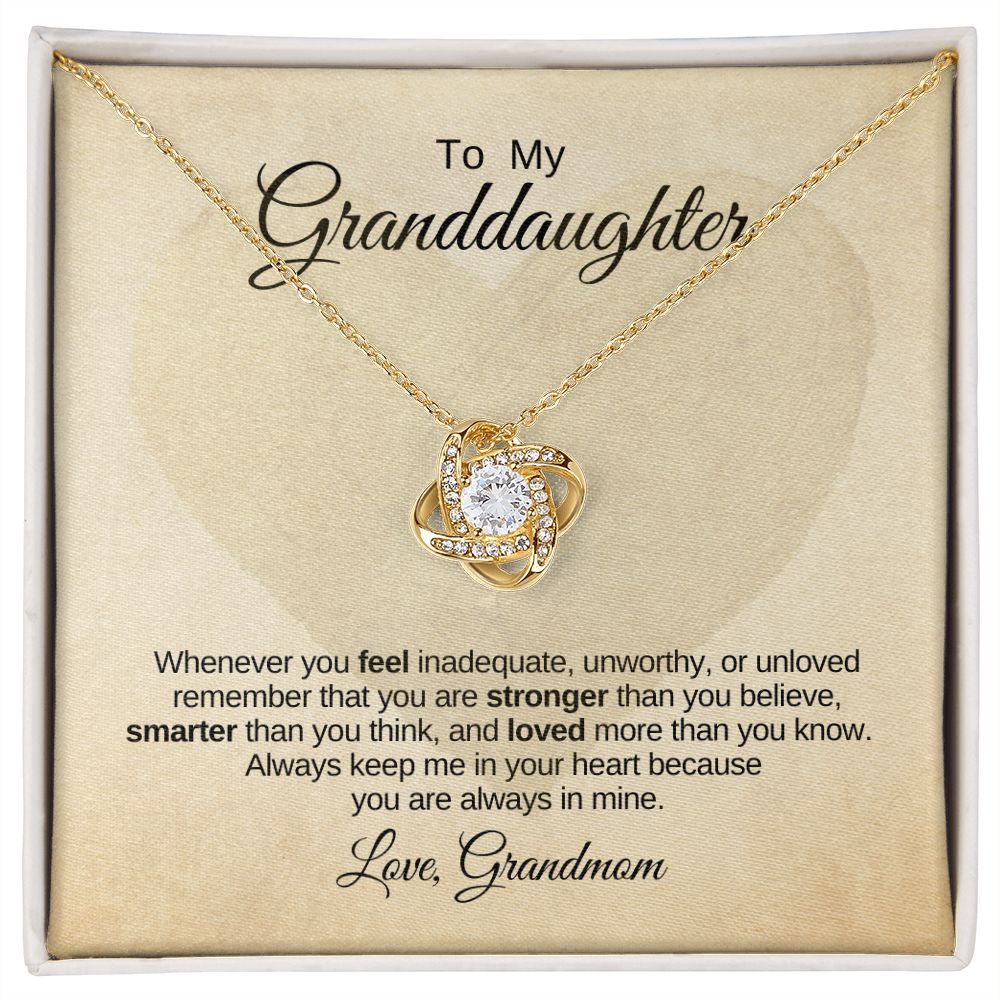 Love Knot Necklace To Granddaughter Love Grandmom