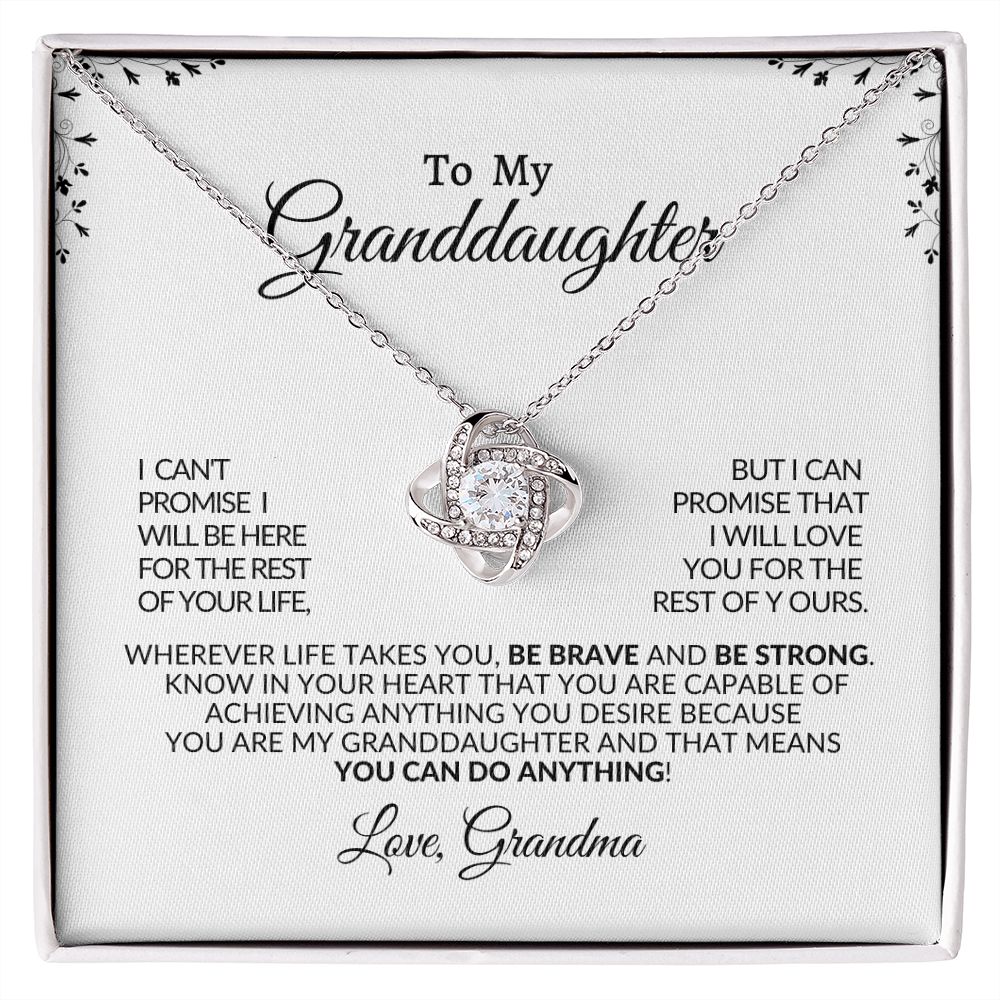 Love Knot Necklace Granddaughter From Grandma Be Brave, Be Strong