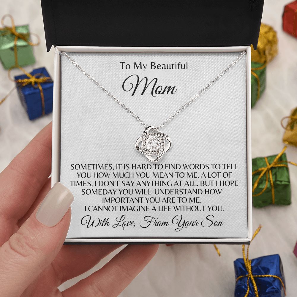 Love Knot Necklace| To Mom | From Son | Hard to Find the Words