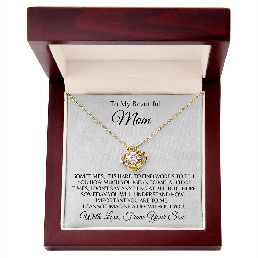 Love Knot Necklace| To Mom | From Son | Hard to Find the Words