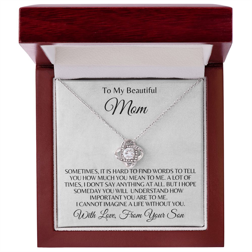 Love Knot Necklace| To Mom | From Son | Hard to Find the Words