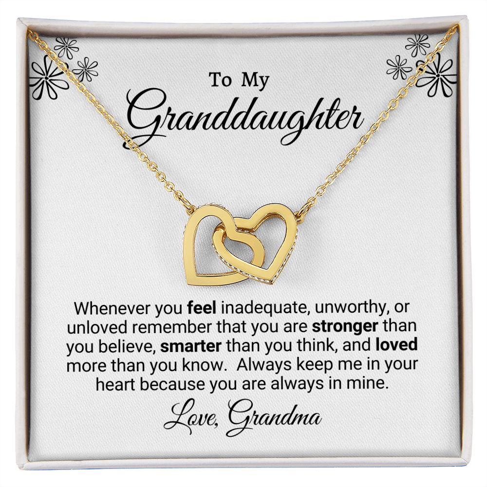 Interlocking Heart Necklace Granddaughter Love Grandma "In My Heart"
