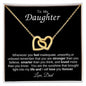 Interlocking Heart Necklace on Black Background (Yellow and White Gold Variant)