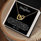 Interlocking Heart Necklace on Black Background (Yellow and White Gold Variant)