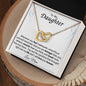 Interlocking Heart Necklace on White Background (Yellow and White Gold Variant)