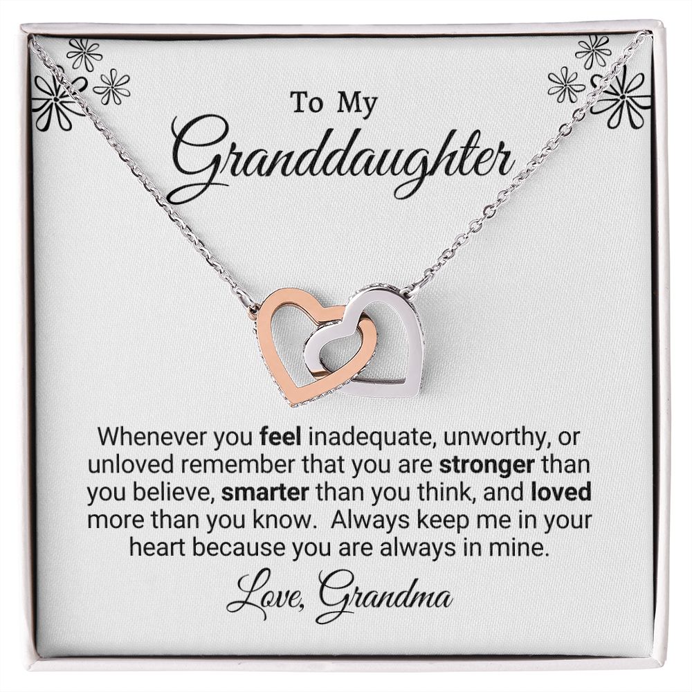 Interlocking Heart Necklace Granddaughter Love Grandma "In My Heart"