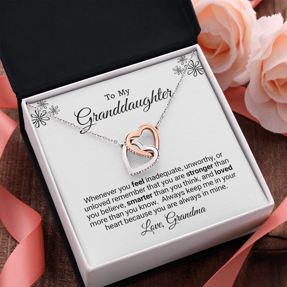 Interlocking Heart Necklace Granddaughter Love Grandma "In My Heart"