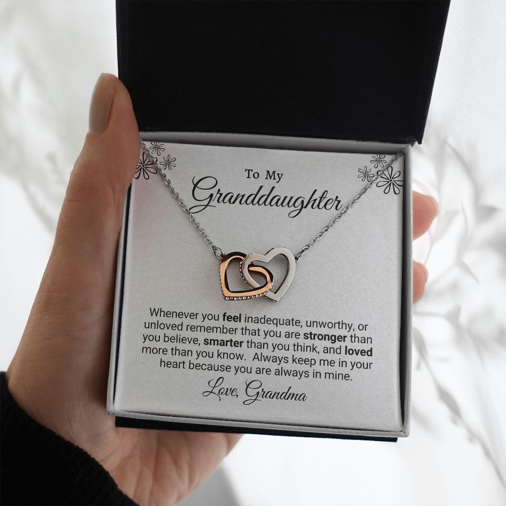 Interlocking Heart Necklace Granddaughter Love Grandma "In My Heart"