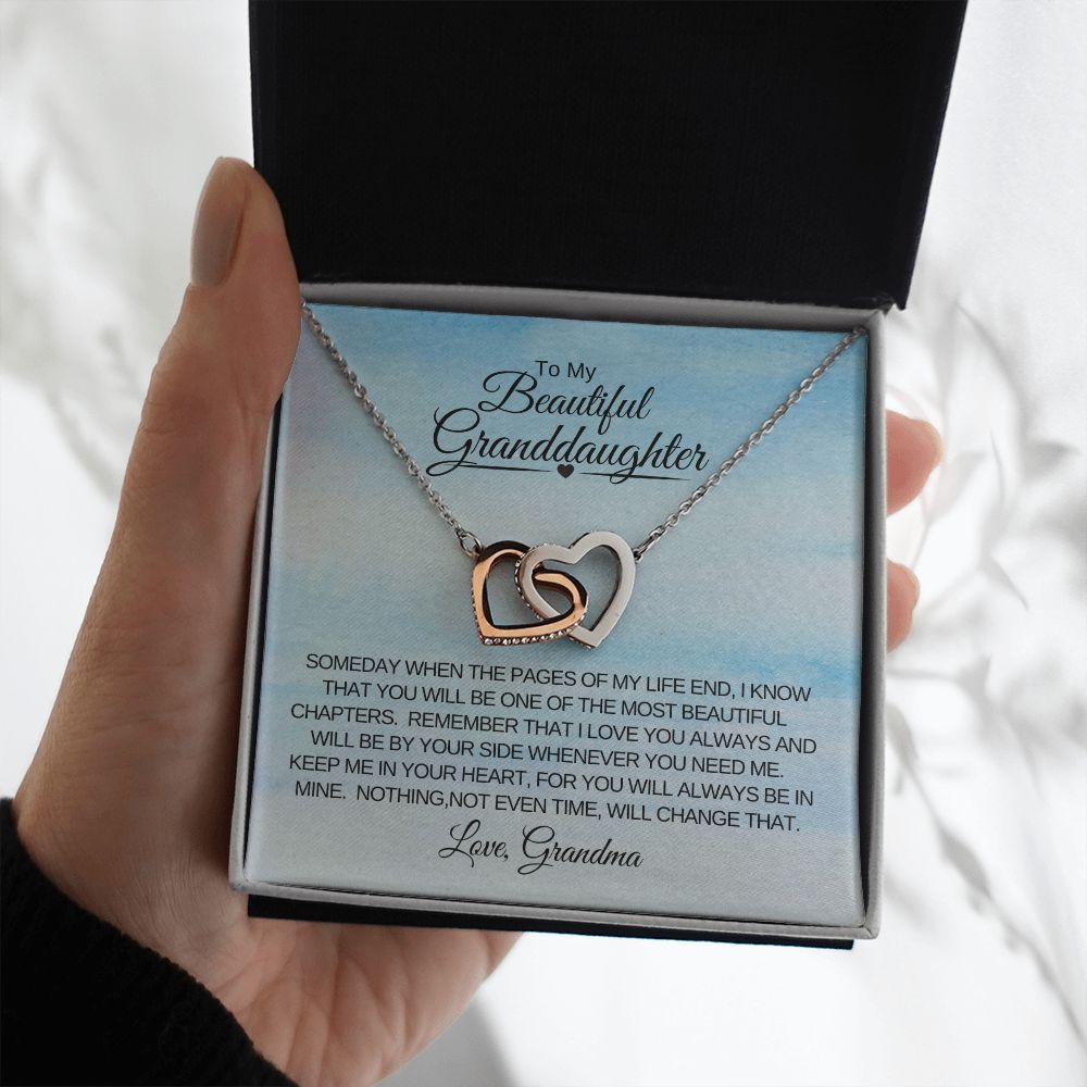 Interlocking Heart Necklace Granddaughter Love Grandma Pages of My Life