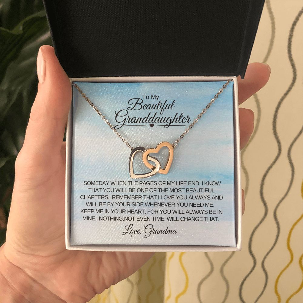 Interlocking Heart Necklace Granddaughter Love Grandma Pages of My Life