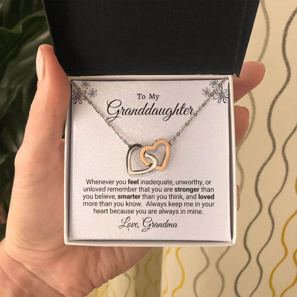 Interlocking Heart Necklace Granddaughter Love Grandma "In My Heart"