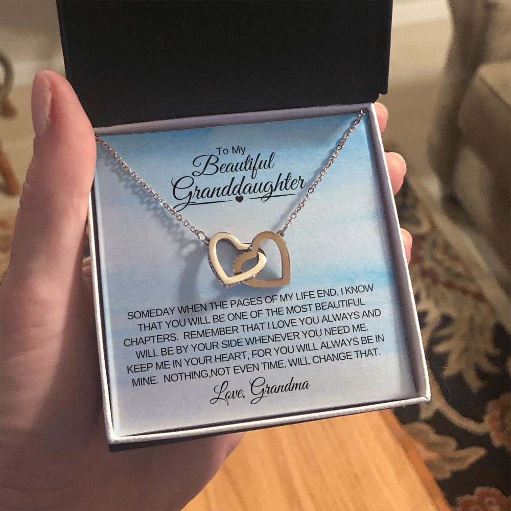 Interlocking Heart Necklace Granddaughter Love Grandma Pages of My Life
