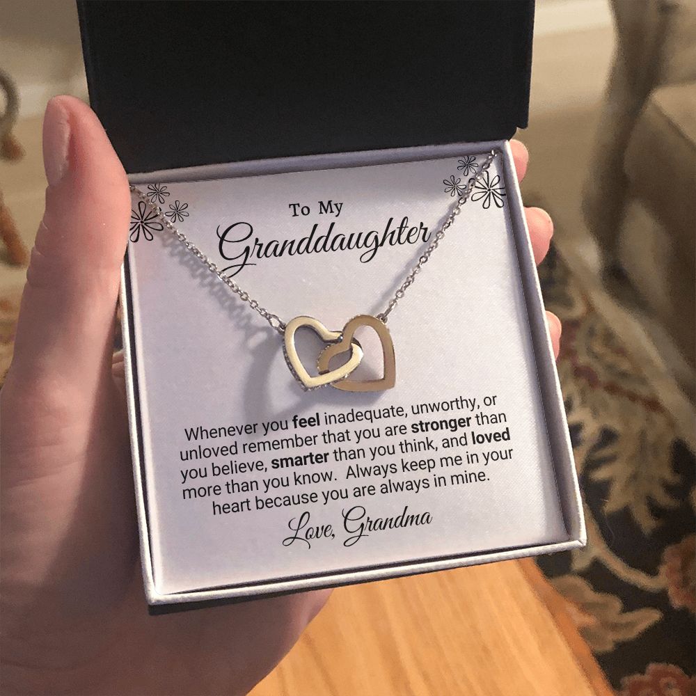 Interlocking Heart Necklace Granddaughter Love Grandma "In My Heart"