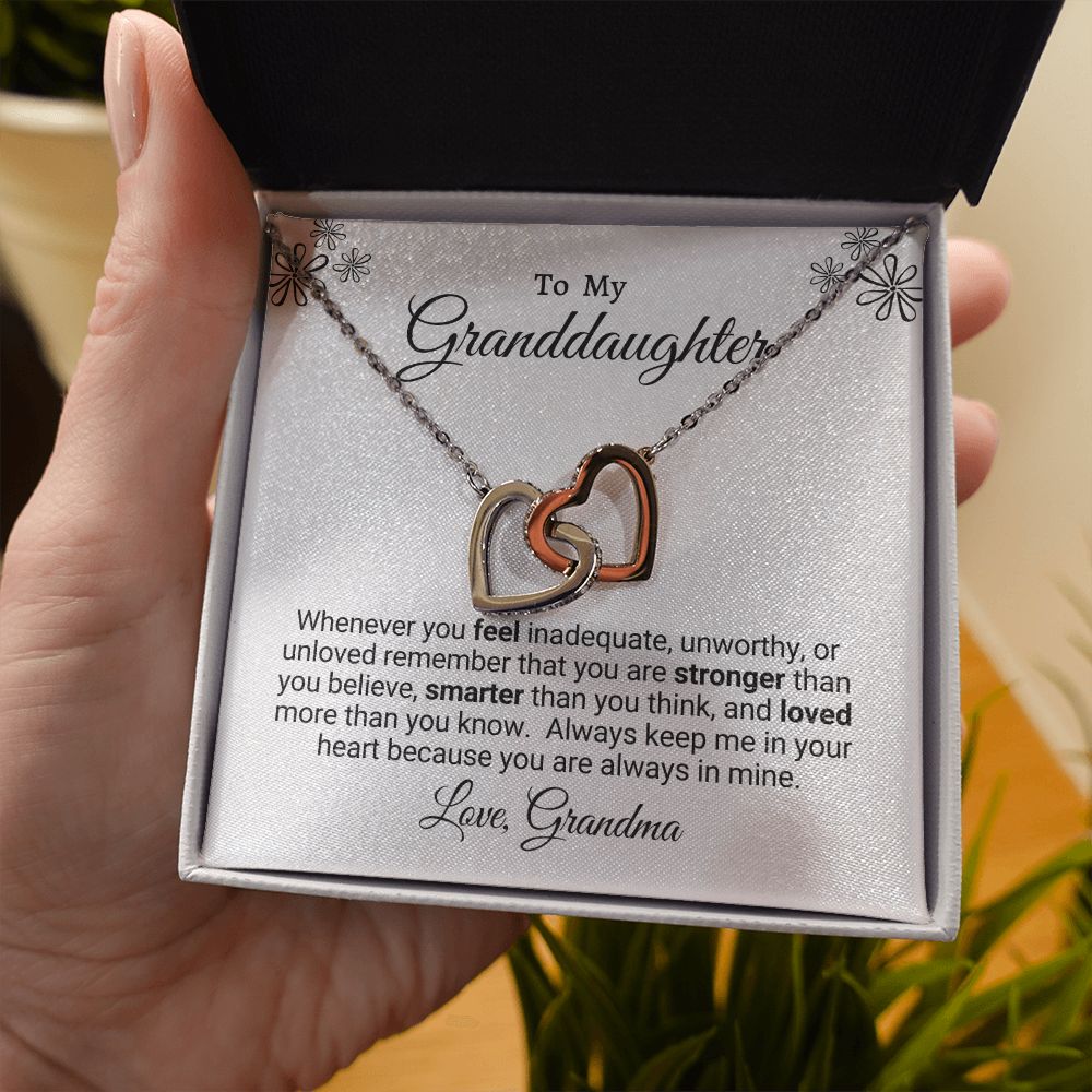Interlocking Heart Necklace Granddaughter Love Grandma "In My Heart"