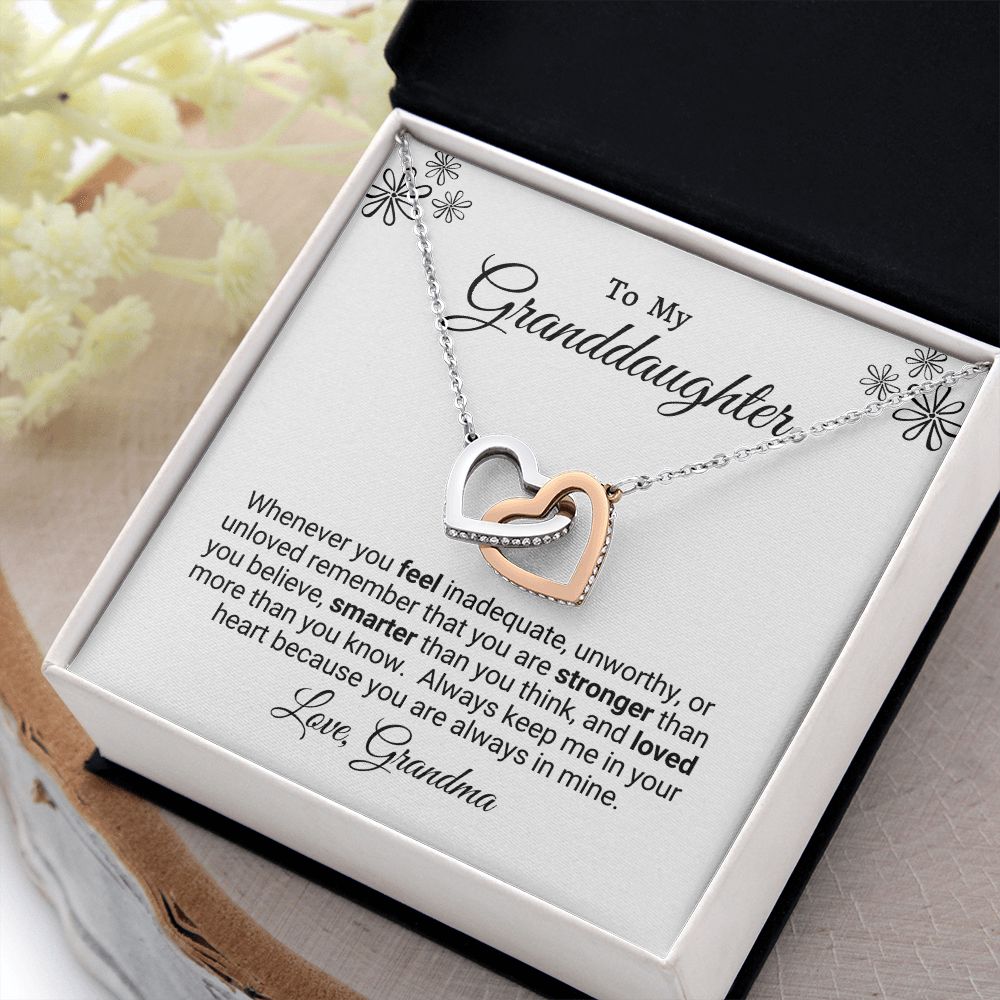 Interlocking Heart Necklace Granddaughter Love Grandma "In My Heart"