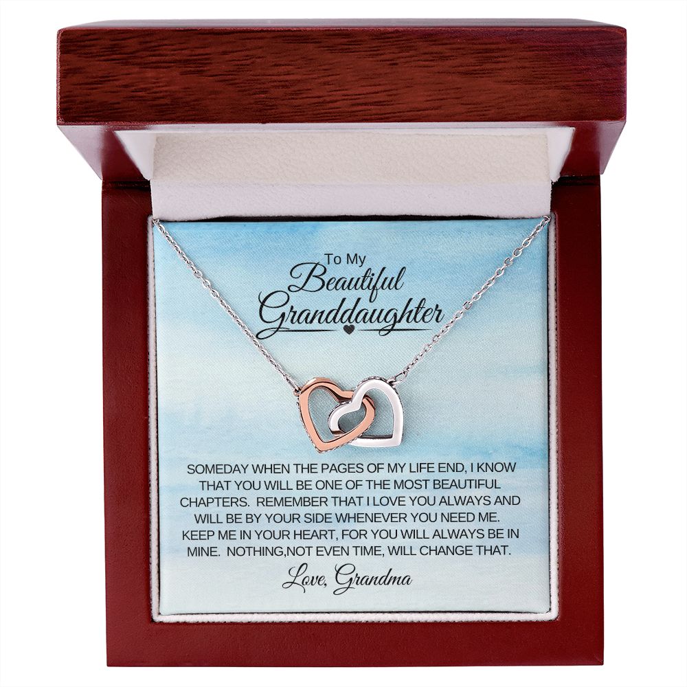 Interlocking Heart Necklace Granddaughter Love Grandma Pages of My Life