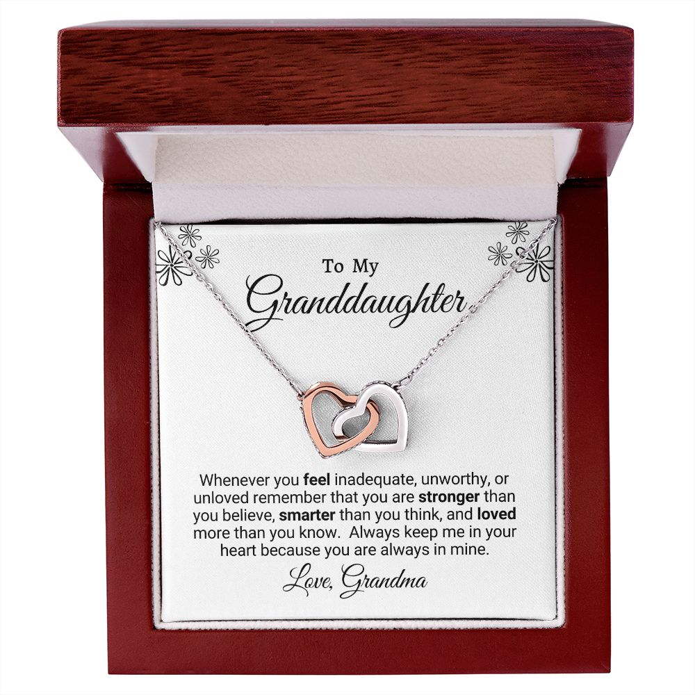Interlocking Heart Necklace Granddaughter Love Grandma "In My Heart"