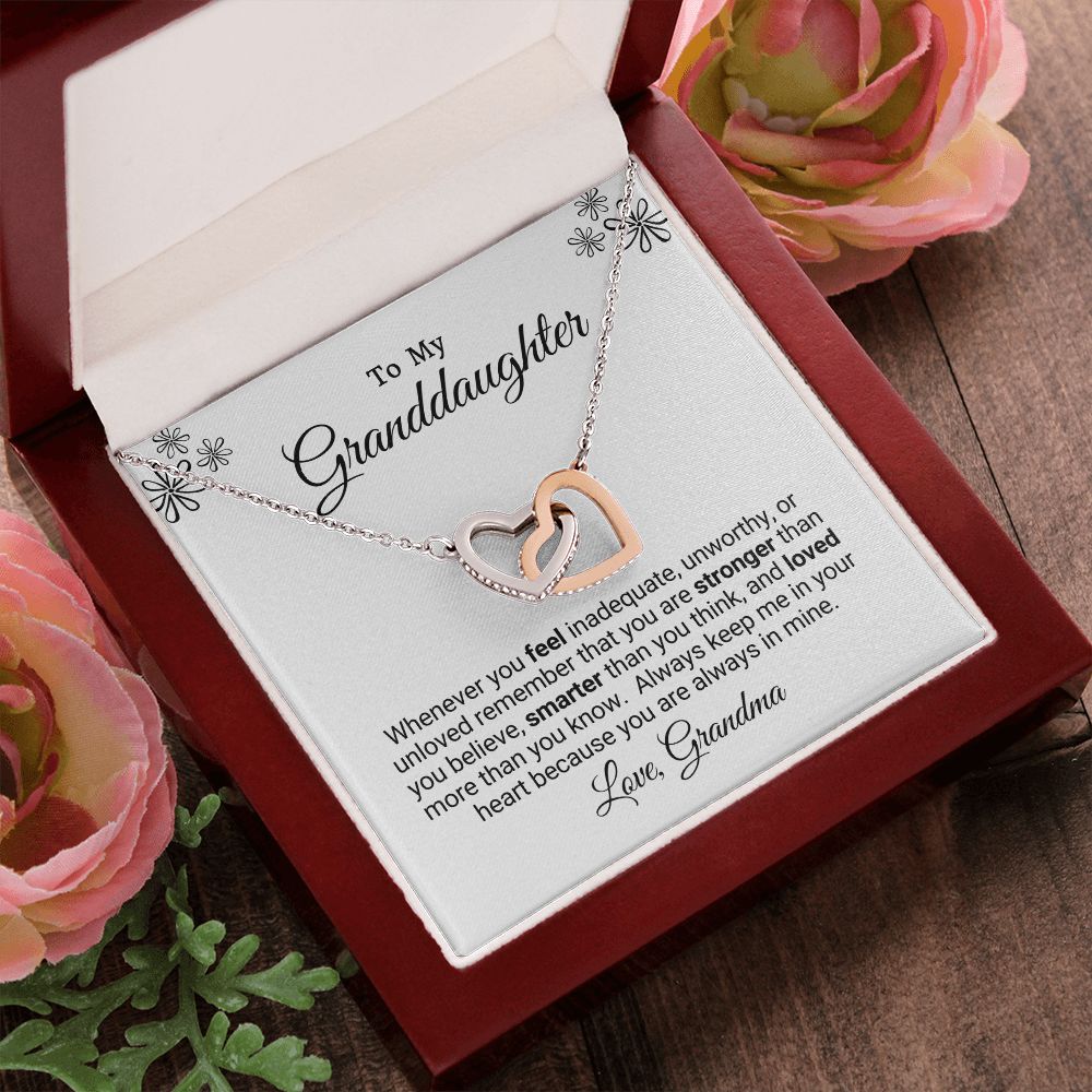 Interlocking Heart Necklace Granddaughter Love Grandma "In My Heart"