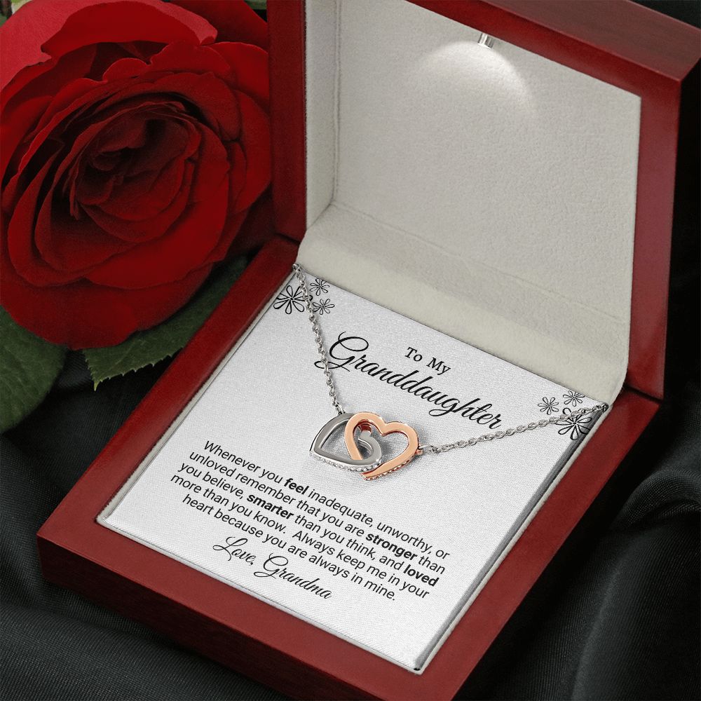 Interlocking Heart Necklace Granddaughter Love Grandma "In My Heart"