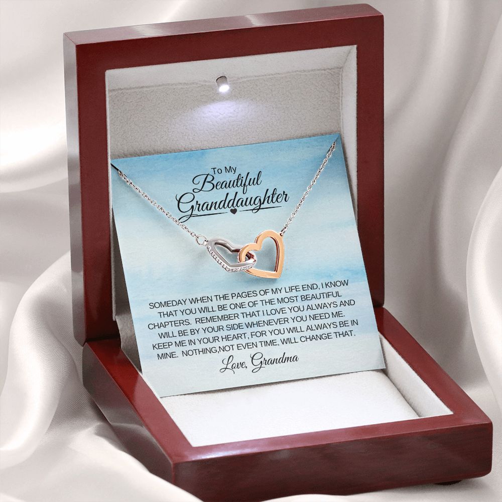 Interlocking Heart Necklace Granddaughter Love Grandma Pages of My Life