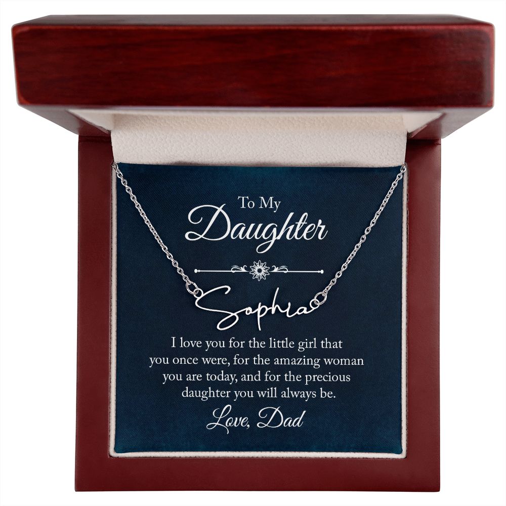 Signature Name Necklace Daughter Love Dad
