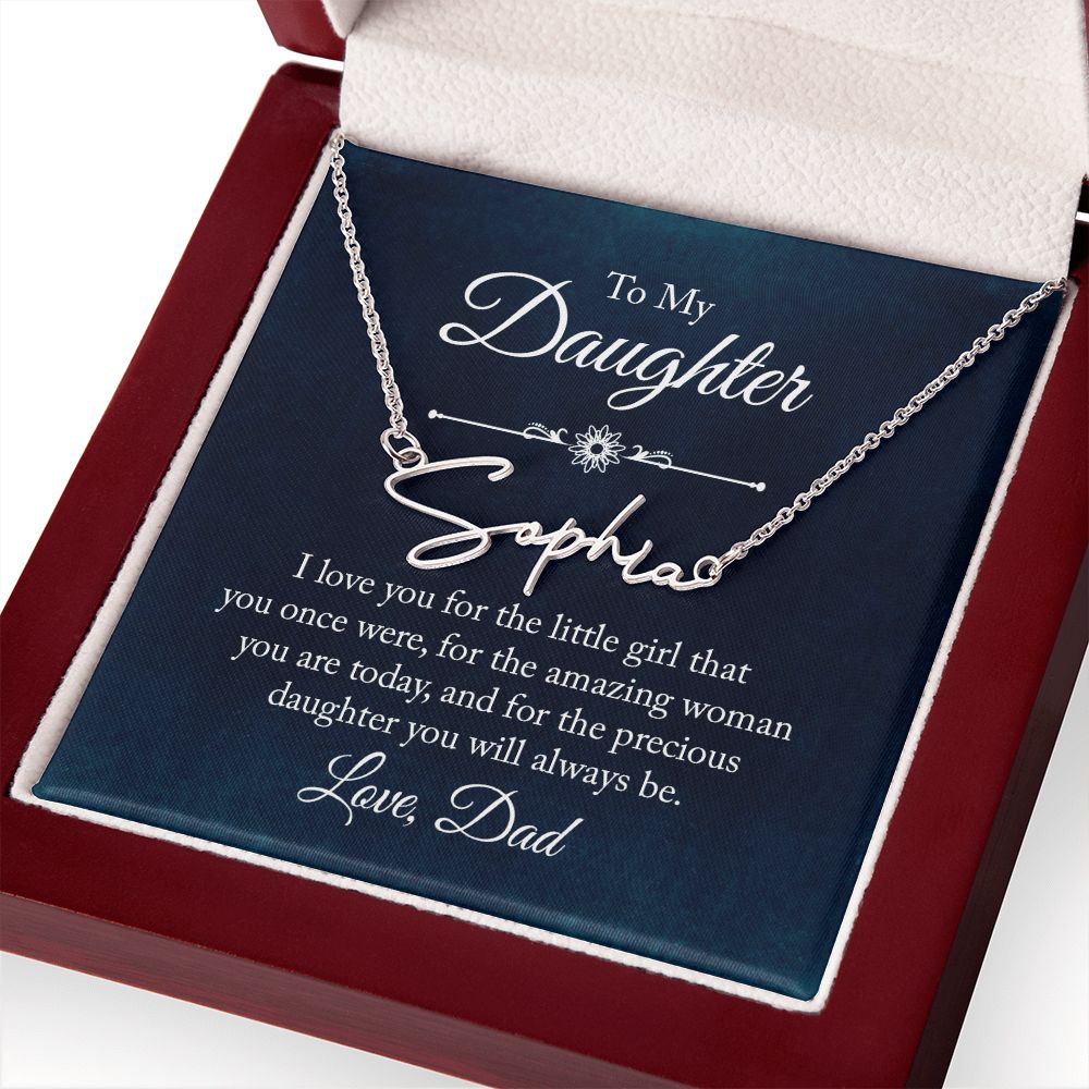 Signature Name Necklace Daughter Love Dad