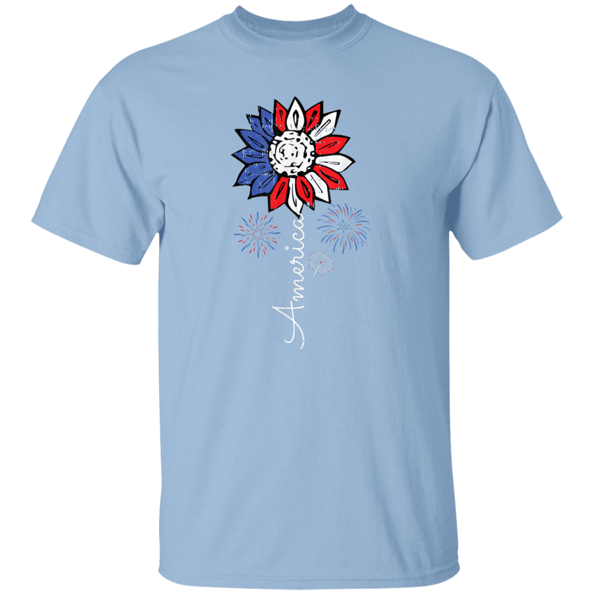 Red, White and  Blue Flower T-Shirt