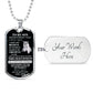 To My Son, "This Old Lioness will Always Have Your back" Dog Tag Necklace