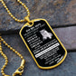 To My Son, "This Old Lioness will Always Have Your back" Dog Tag Necklace