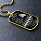 To My Son, "This Old Lioness will Always Have Your back" Dog Tag Necklace