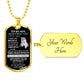 To My Son, "This Old Lioness will Always Have Your back" Dog Tag Necklace