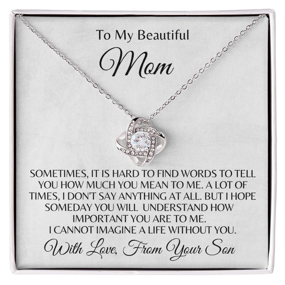 Love Knot Necklace| To Mom | From Son | Hard to Find the Words