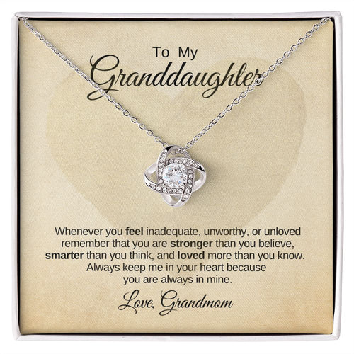 Love Knot Necklace To Granddaughter Love Grandmom