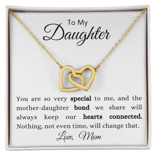 Interlocking Hearts Necklace White Background (Yellow and White Gold)