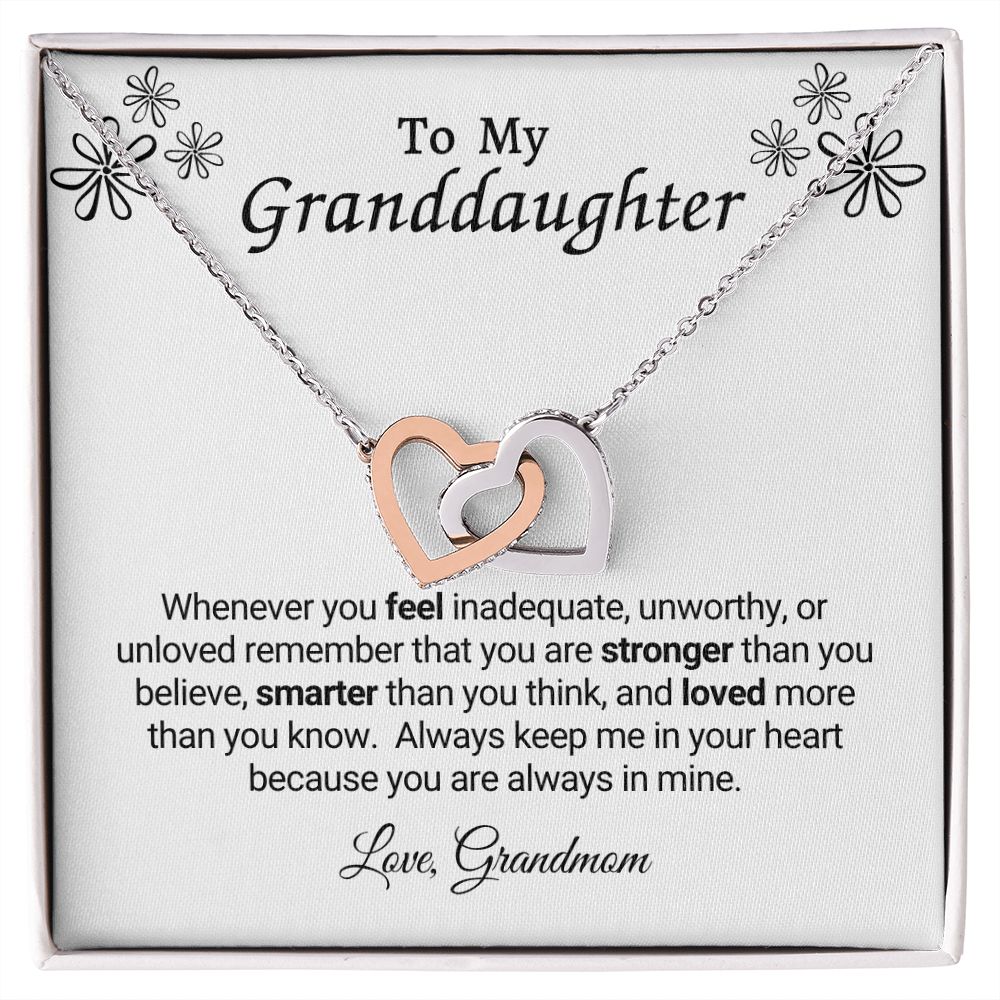 Granddaughter Interlocking Heart Necklace, Love Grandmom