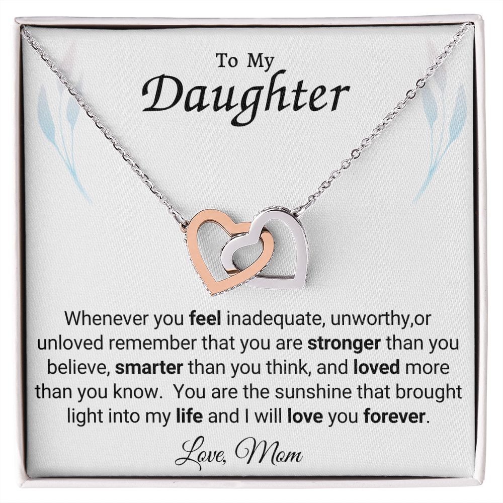 Interlocking Heart Necklace on White Background (Yellow and White Gold Variant)