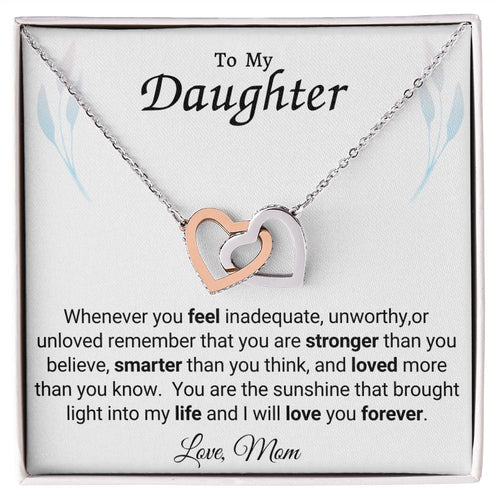 Interlocking Heart Necklace on White Background (Yellow and White Gold Variant)
