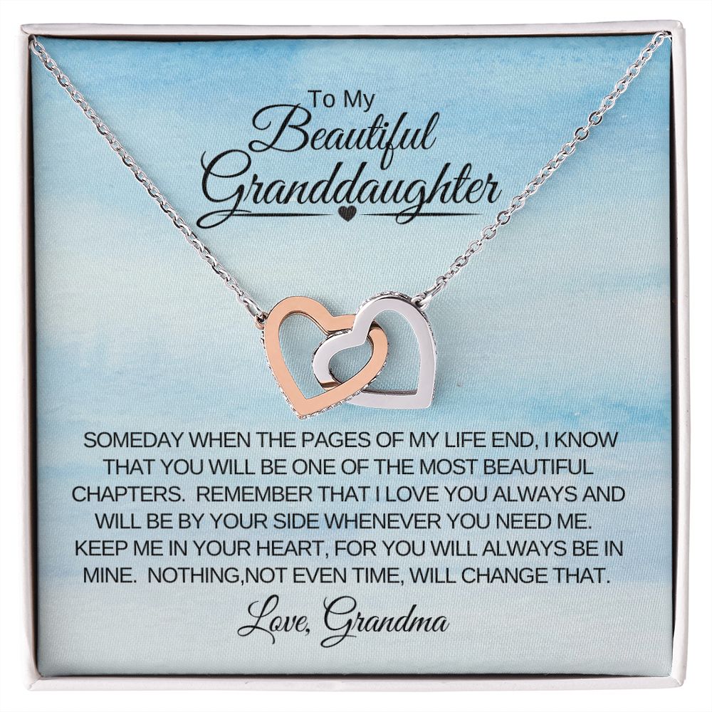 Interlocking Heart Necklace Granddaughter Love Grandma Pages of My Life