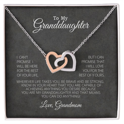 Interlocking Heart Necklace-Granddaughter You can do anything. Love Grandmom