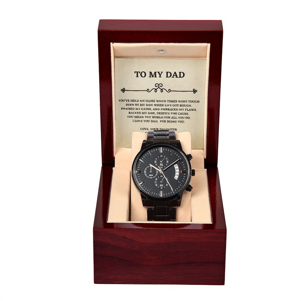 Black Chronograph Men's Watch for Dad from Daughter